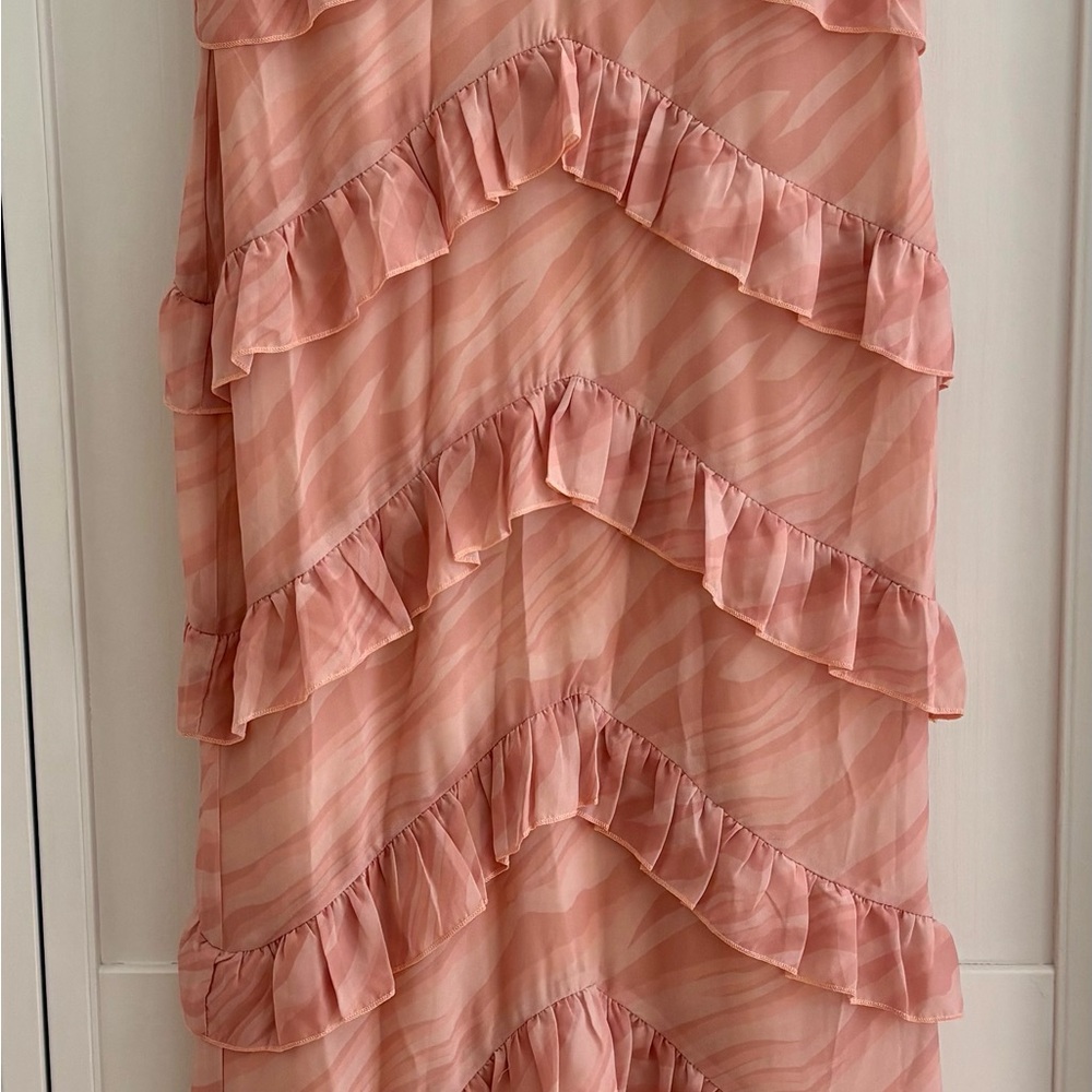 Elegant Pink Ruffle Maxi Dress